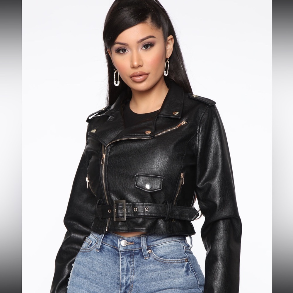 NWT: FN Black Leather Jacket in XS.